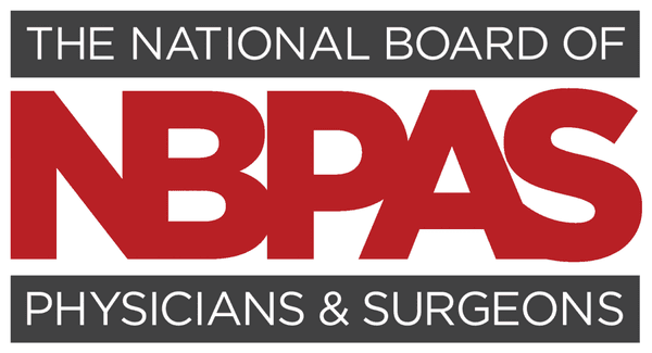 Certified by the National Board of Physicians and Surgeons (NBPAS)