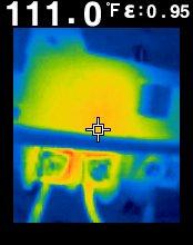 Thermal image of a potential AC disconnect overheating.