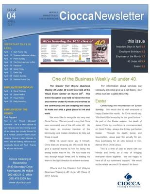 April 2011 Newsletter