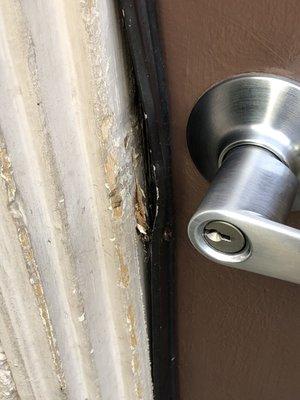 One of the laundry room doors after an attempted break in