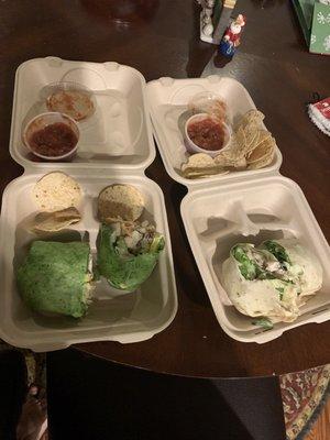 Asian Thai Wrap and Chicken Caesar Wrap