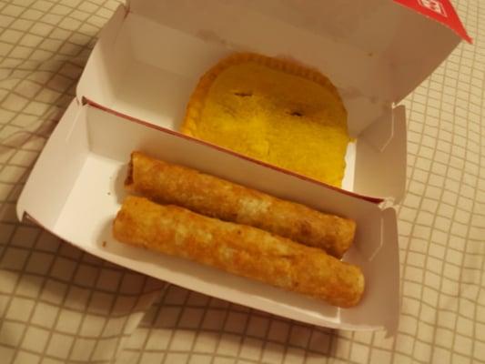 Taquitos and beef patties