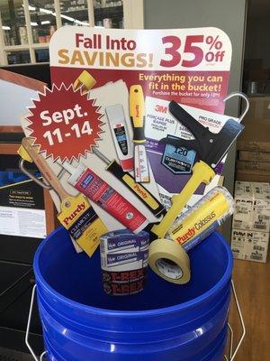 Sherwin Williams is having a 2018 Blue Bucket Sale from Tuesday, September 11 to Friday September 14!