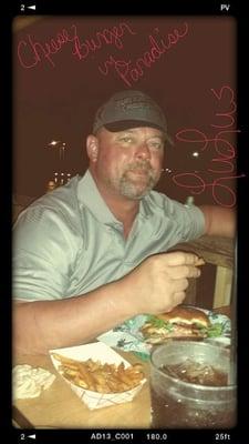 Our Massage Therapist enjoying a "cheeseburger in paradise" at Lulu's