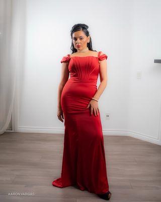 Classic red - stretch satin gown