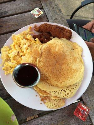 Pancakes w/ a side of fried chicken! - a classic