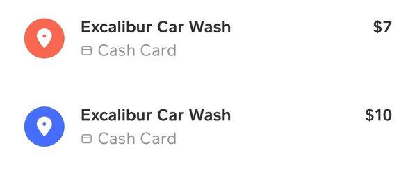 The first transaction is when I used the vacuum .... The second is when I used the soft touch car wash...