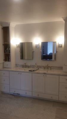 New lighting in master bathroom remodel