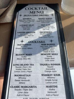 Drink menu