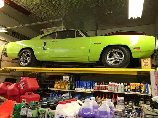 1970 Dodge Super Bee on display in the store.