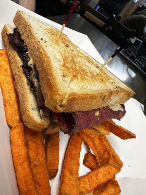 Ruben with lobster and sweet potato fries amazing