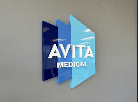 Reception sign for Avita Medical