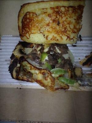 Terrible burnt and tasteless sub from Dominoes