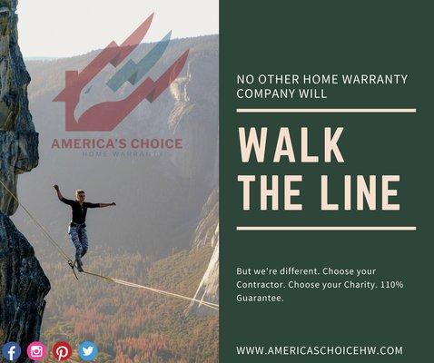 We are the only home warranty company who will "walk the line!" Put our service to the test!