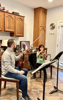 My student is very enthusiastic and eager to learn! She enjoys her violin lessons!