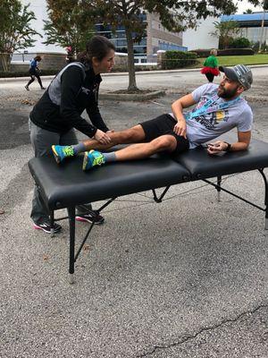 The physical therapy team offered free screenings for runners at the RDV's annual Jingle Run!