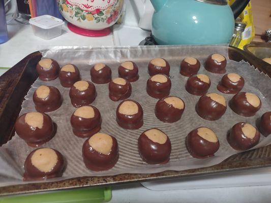 We make Homemade Buckeyes.