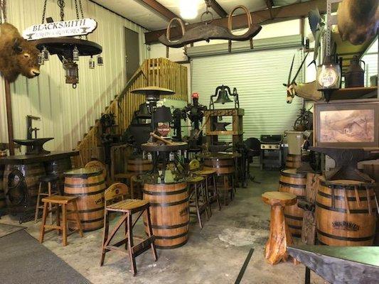 Jack Daniels tables and chairs are a great spot to eat during your gathering!