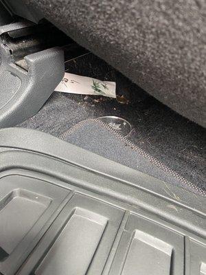 Rubbish under the seat