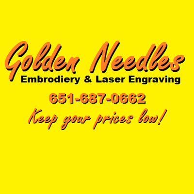 Give Golden Needles a call for all of your embroidery and engraving needs!