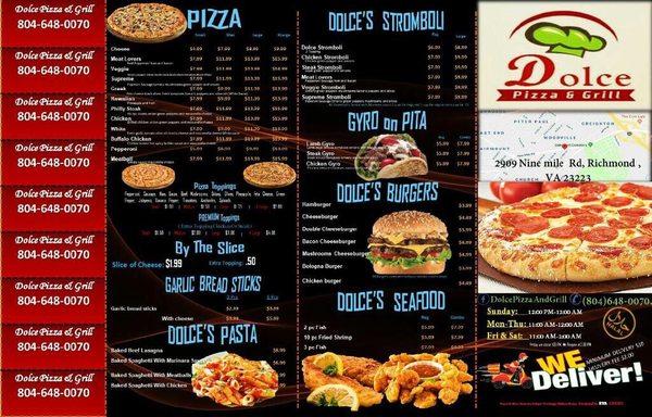 Dolce pizza menu