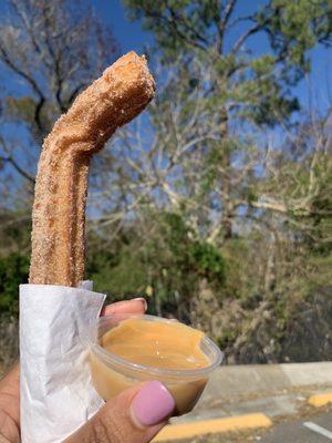 Cinnamon sugar churro w/ Dulce de Leche sauce