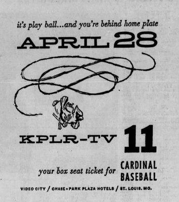 Advertisement of the St. Louis Cardinals from KPLR Channel 11, 1959