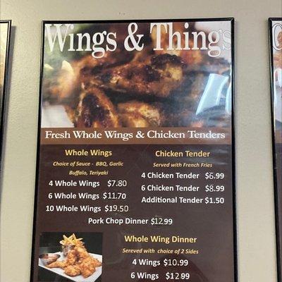 Chicken menu