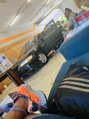 Getting my brothers car tinted. Cuz I refuse to be a passenger in his car if driving during the day time. It's too HOT&Cancerous. Lol.