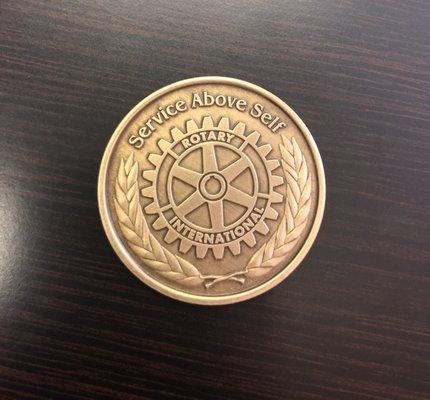 Rotary Club "Service Above Self" coin earned