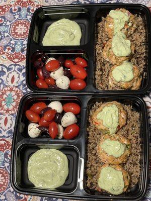 Individual Salmon Meatballs with Brown Rice and Quinoa