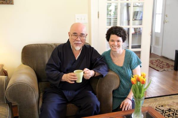 Dana with her teacher, Komyo Reiki  Kai founder Hyakuten Inamoto.