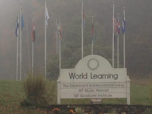 Foggy Entrance Signage to The World of Learning