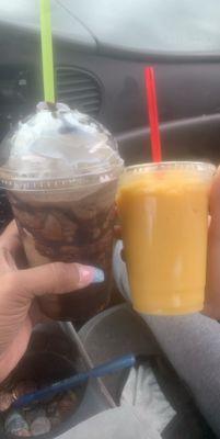 Cookies and cream and mango smoothie very delicious