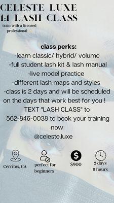 lash classes available