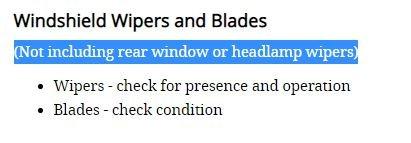 NY State Inspection Requirements from NY DMV  (Link: https://dmv.ny.gov/brochure/new-york-state-vehicle-safetyemissions-inspection-program)