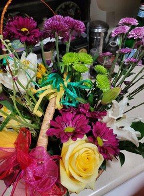 Ribbon from Easter left on basket.