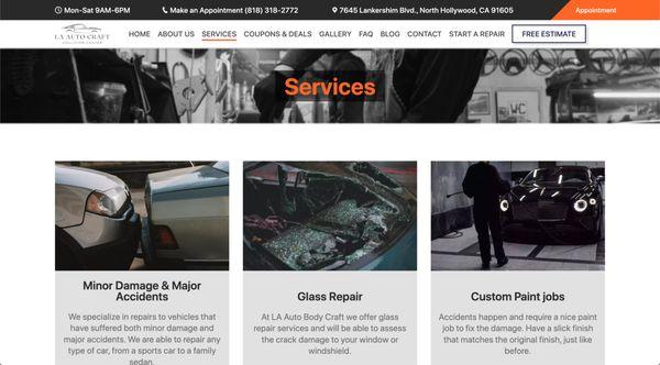 Service Page (content can be easily updated by business owner)