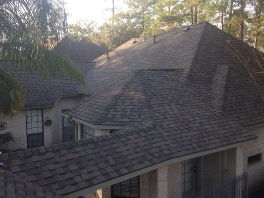 Certainteed Max Definition lifetime shingles with a Shadow Ridge ridge cap. This system has a 50 year non-prorated warranty.