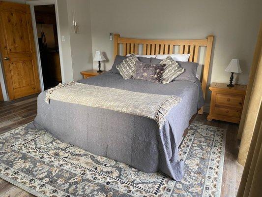 King bed in first bedroom, connected bath