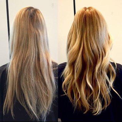 What a beautiful before & after by one of our very talented stylist! We love our blonde bombshells!