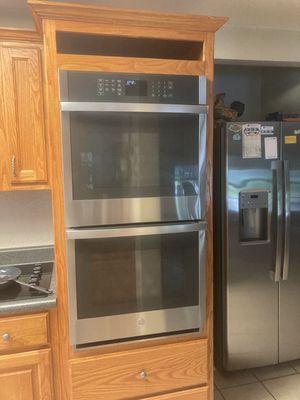 Double oven with cooktop and refrigerator