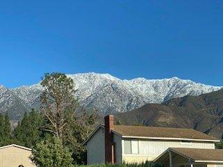 Rancho Cucamonga snow capped mountain view.