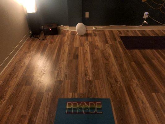 Practice mat with Pride welcoming me and everyone to practice here