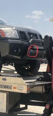 Dent in bullbar