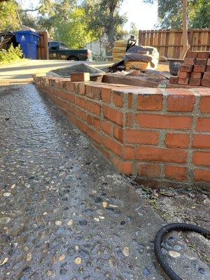 Brick retaining wall, built for a client in Tujunga