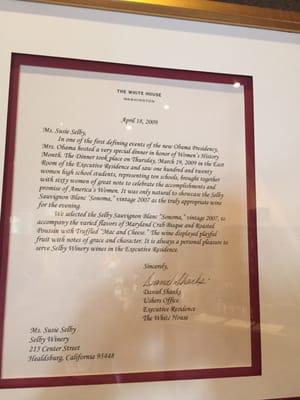 White House letters to the winery