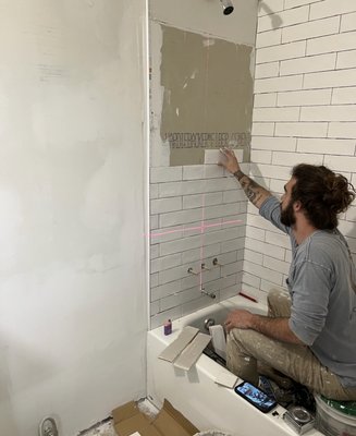 Tile shower build