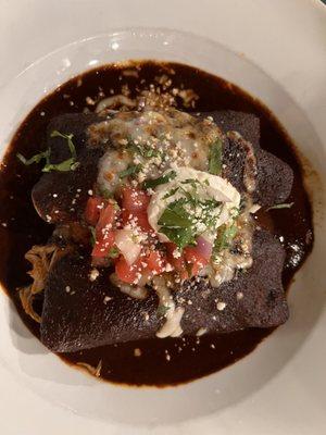 Chicken Enchilada with Mole Sauce (Rice and Beans on the side)