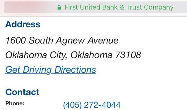 (South OKC Branch location & hours of operation)